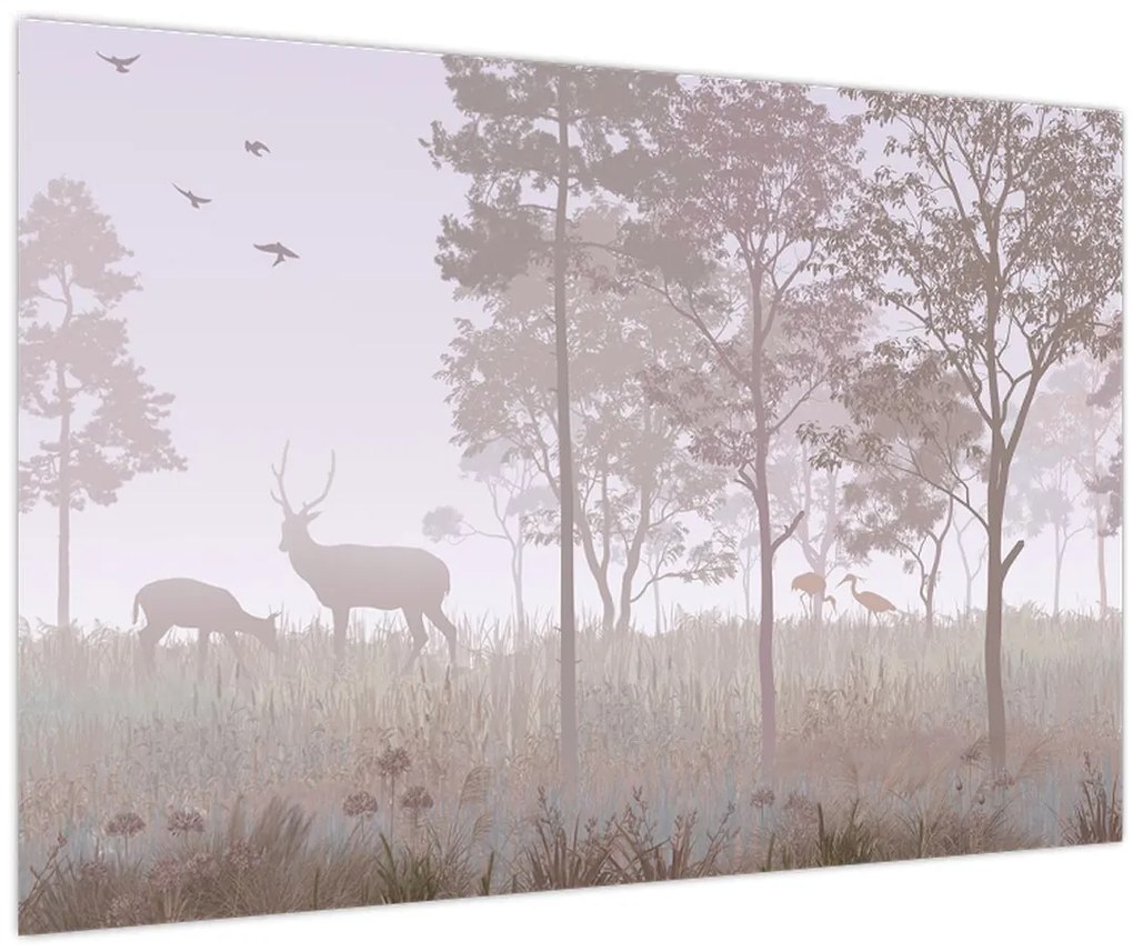 Tablou - Pădure,monocrom (90x60 cm)