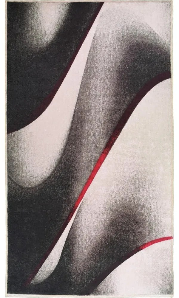 Covor tip traversă alb/negru lavabil 200x80 cm - Vitaus