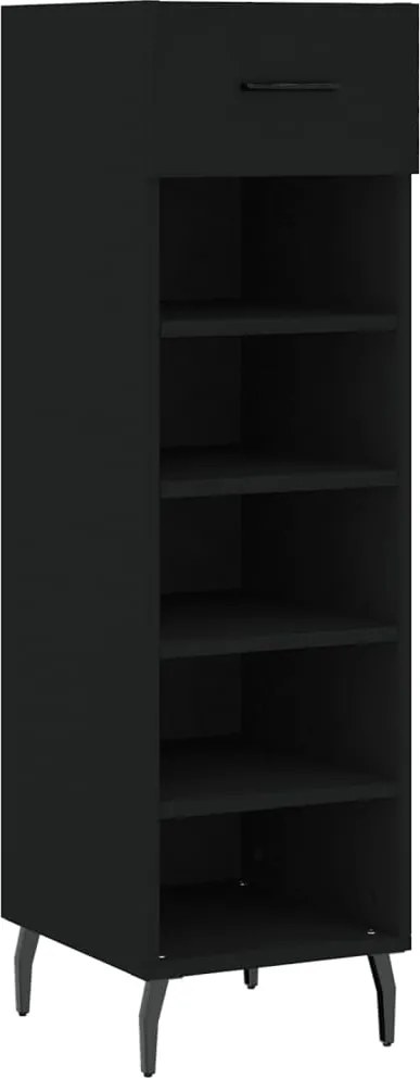 vidaXL Pantofar, negru, 30x35x105 cm, lemn compozit