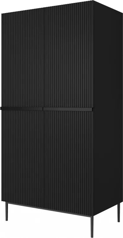 Dulap Nicole 100 cm dormitor - negru mat / picioare negre