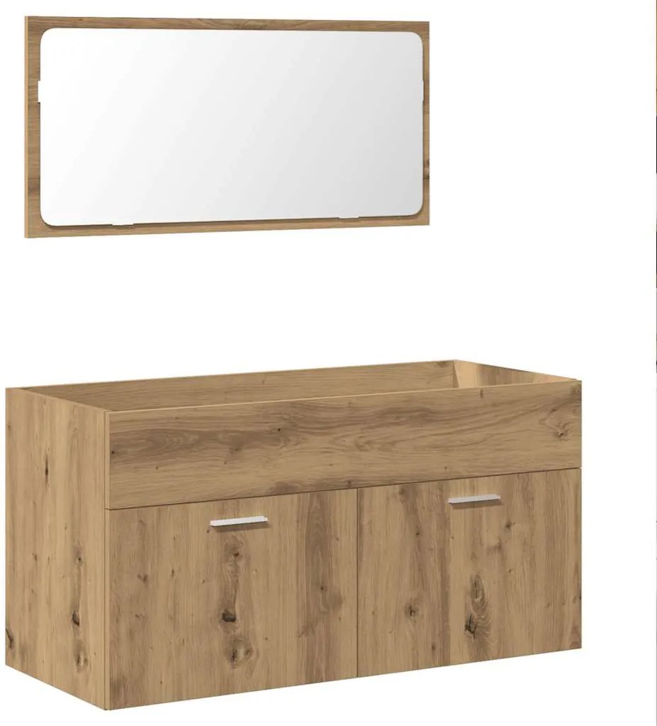 vidaXL Dulap de baie cu oglindă Artisan Stejar lemn prelucrat