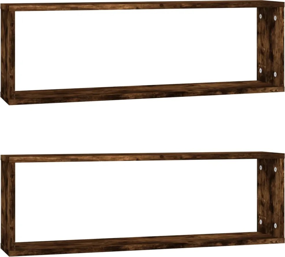 vidaXL Rafturi de perete cub, 2 buc. stejar fumuriu 80x15x26,5 cm lemn
