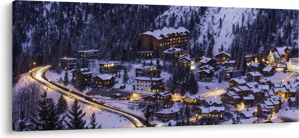 Tablou - orășelul montan iarna (120x50 cm)