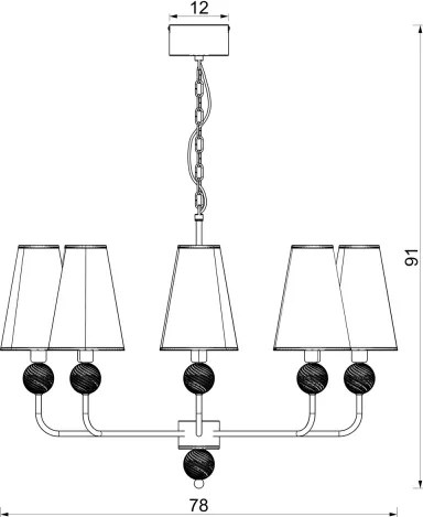 Candelabru cu lanț GRENADA 6xE14/15W/230V gri
