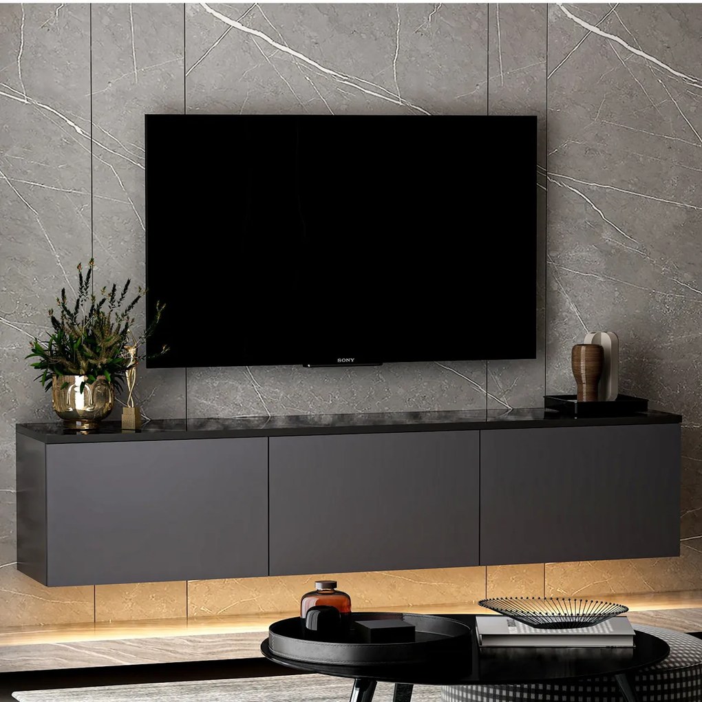 Tabelul TV Neon iluminat Antracit