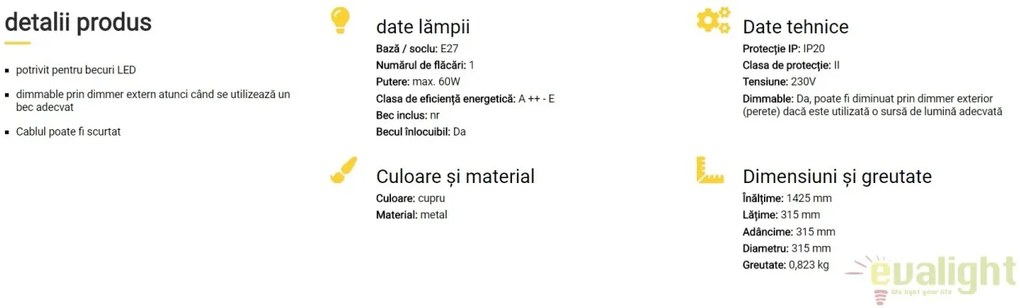 Lustra / Pendul design retro Flavian 52870/29 BL