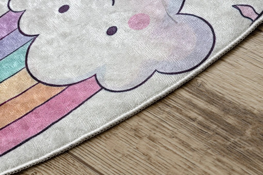 BAMBINO 61400 cerc covor lavabil Inorog, curcubeu pentru copii anti-alunecare - cremă / roz