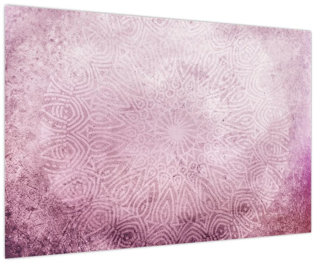 Tablou - Mandala pe zid roz (90x60 cm)