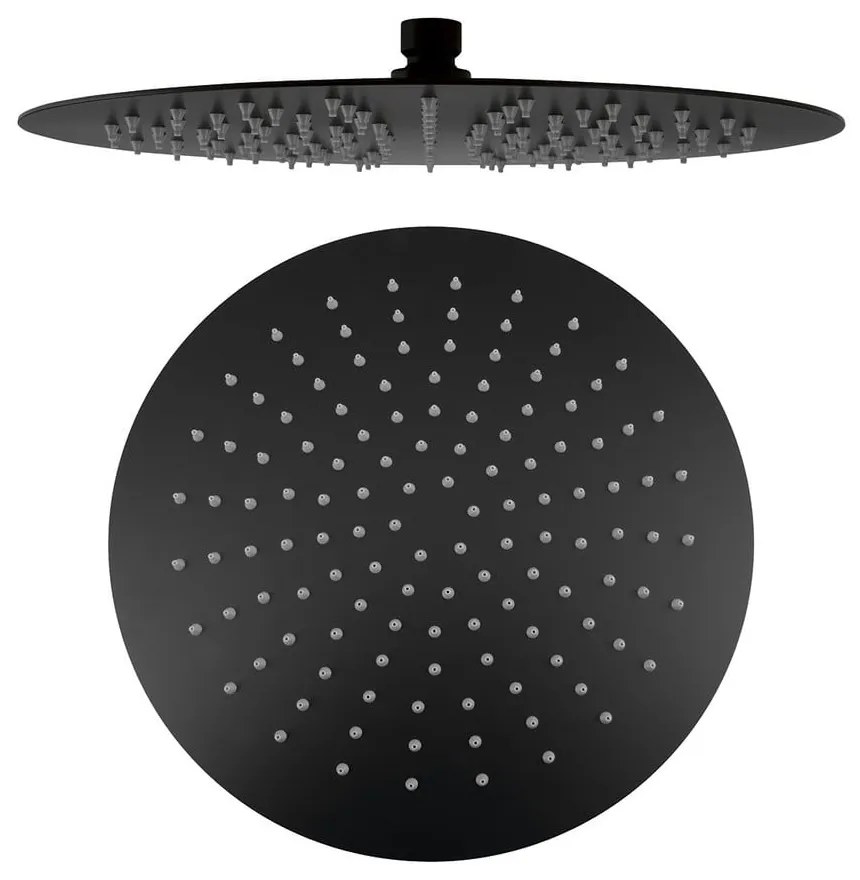Cap de duș negru mat din oțel inoxidabil ø 30 cm Slim – Sapho