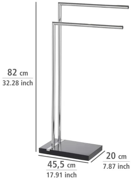 WENKO 20461100 - Suport pentru prosoape NOBLE, 45,5 x 82 cm, crom/negru