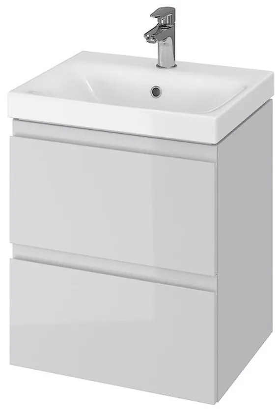Dulap pentru lavoar, 57x49x40cm, 2 sertare, gri 500 mm, Gri lucios