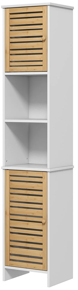HOMCOM Mobilier Coloană Depozitare Baie bicolore, 2 dulapuri cu raft reglabil și 2 nișe, 35L x 30A x 170Î cm | Aosom Romania