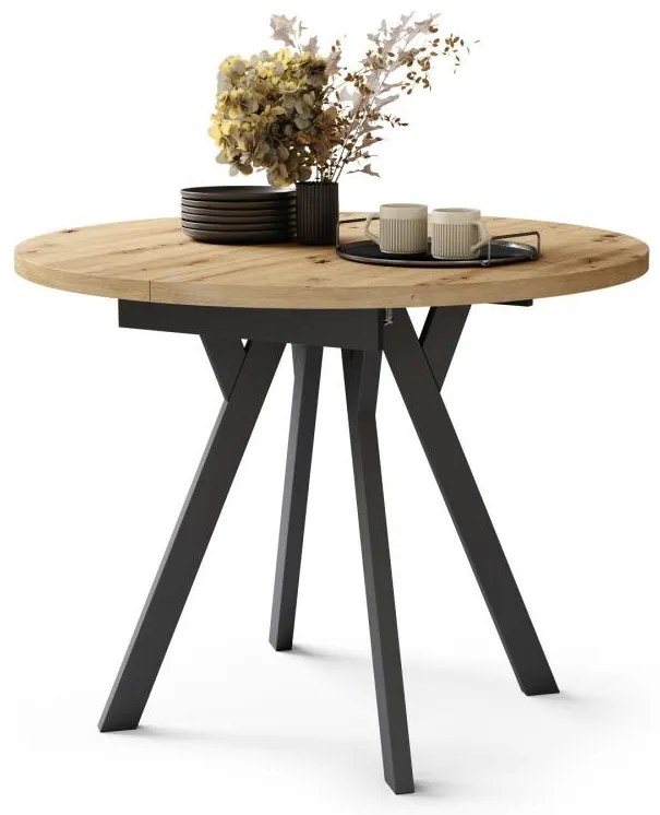 Masă de dining ARTUR, stejar artisan/negru