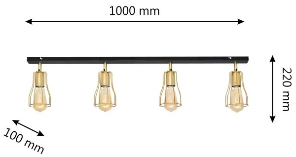 Spot TUBE 4xE27/15W/230V auriu/negru