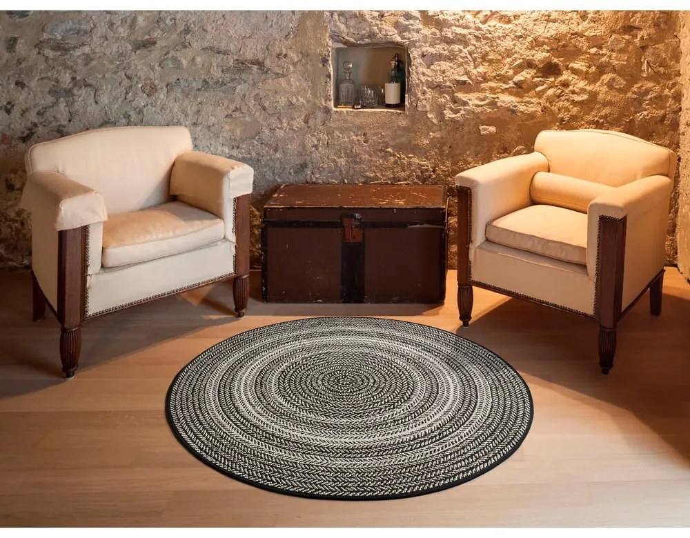 Covor pentru exterior Universal Silvana Rutto, ⌀ 120 cm, negru