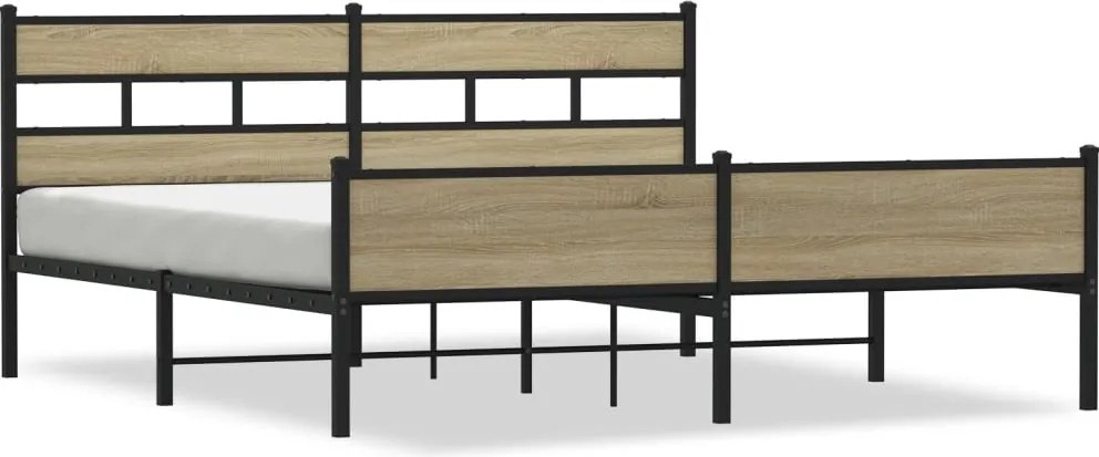 vidaXL Cadru pat metalic fără saltea, stejar sonoma, 200x200 cm