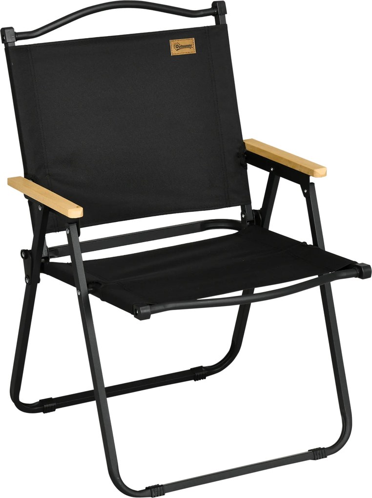 Outsunny Scaun de Camping și Plajă Pliabil cu Cotiere, 54x59x78 cm, Negru | Aosom Romania