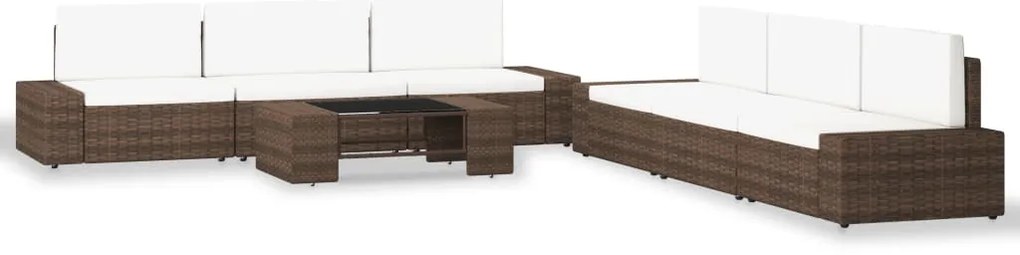 vidaXL Set mobilier de grădină, 7 piese, maro, poliratan