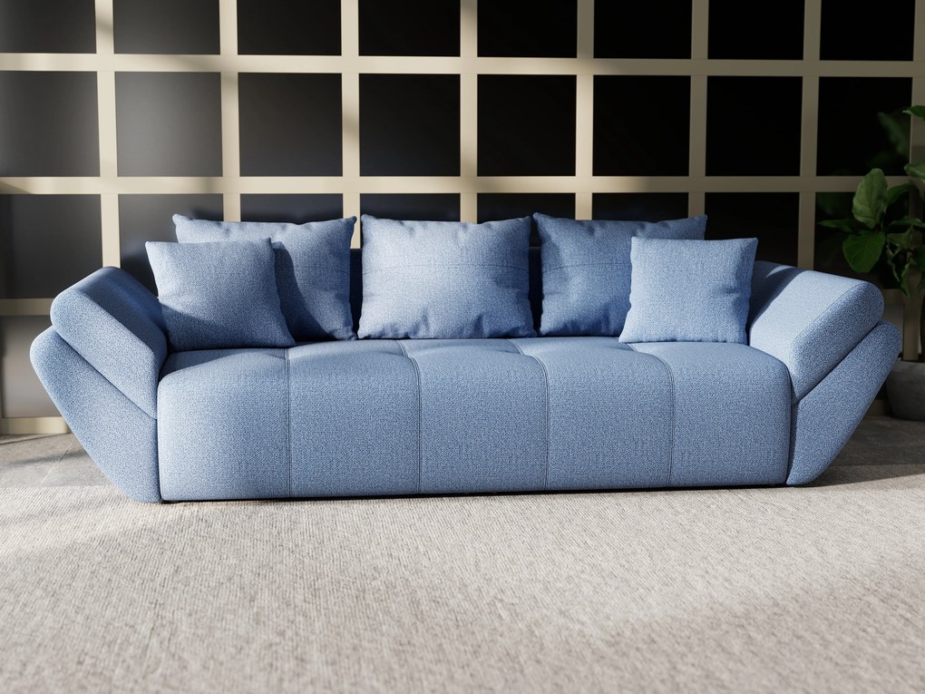 Canapea extensibilă dumonde cu ladă de depozitare si sezut confortabil din spuma high-density, Berlin Enjoy Blue 250x100 cm