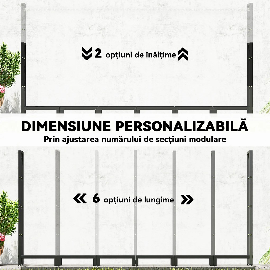 Outsunny Suport de Lemne pentru Exterior din Oțel, cu Acoperire Impermeabilă Oxford 600D, Structură Reglabilă și Lanțuri Metalice, Suport de Lemne Ridicat, 0.8m³, 235x31x116 cm, Negru | Aosom Romania