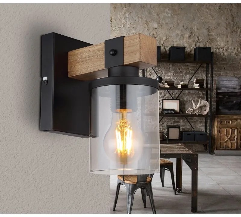 Aplica de perete design industrial Lila negru, maro