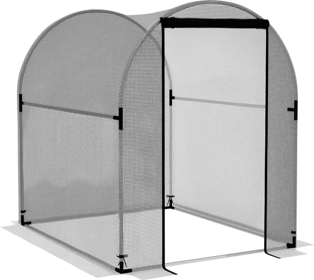 Outsunny Plasă de protecție pentru plante, protecție împotriva păsărilor, cu ușă și cadru solid din oțel, 1,2x1,5x1,5m, Negru/Argintiu | Aosom Romania