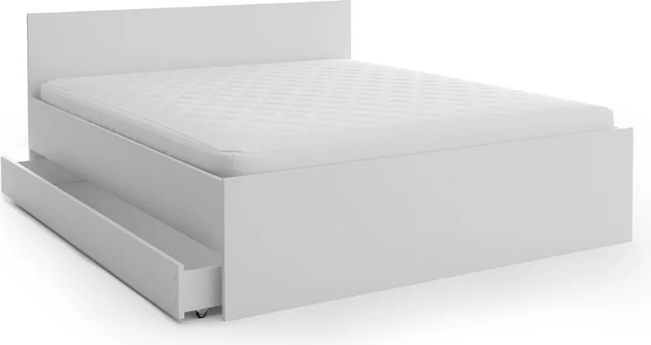 Pat ELISA 180 x 200 cm, albă Saltele: Cu saltele Deluxe 10 cm, Somiera pat: Cu lamele curbate