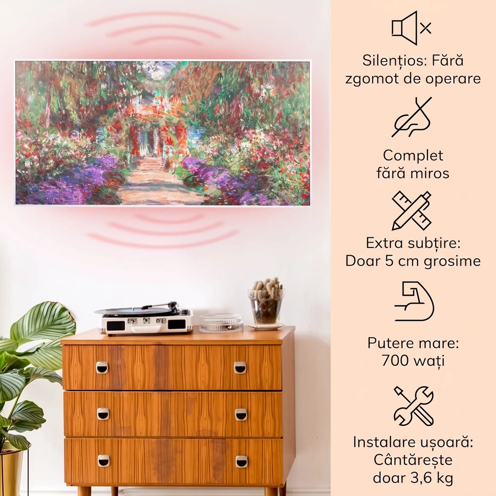 Klarstein Wonderwall Air Art Smart, încălzitor cu infraroșu, 120 x 60 cm, 700 W, aplicație, aleea din grădină
