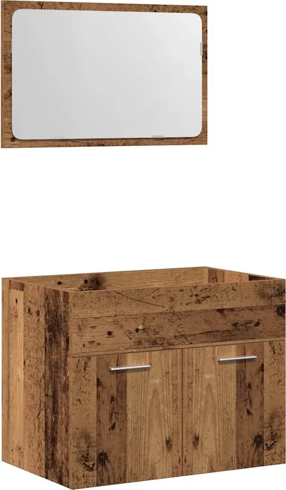 vidaXL Set mobilier de baie, 2 piese, lemn vechi, lemn prelucrat