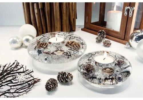 Suport lumanare Dream Winter Story, Sticla, Multicolor, 5x14 cm