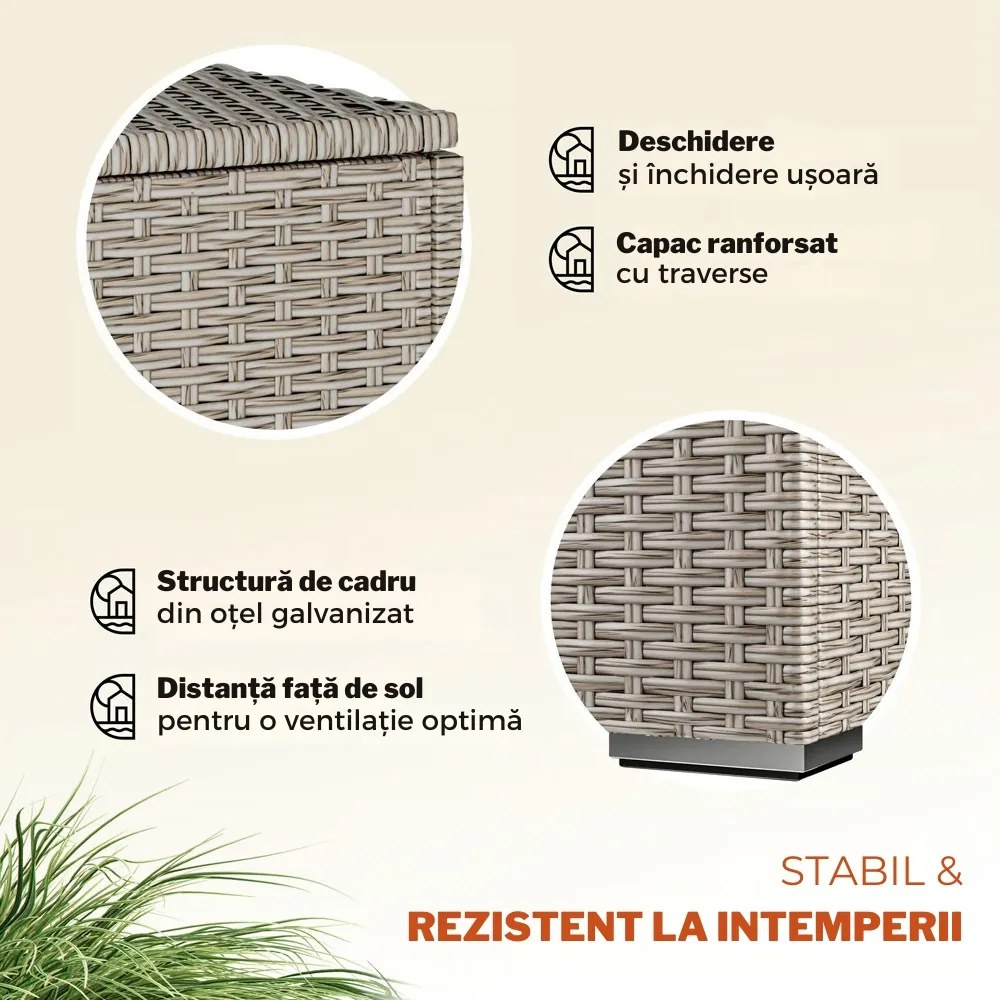 Ladă de depozitare din poliratan RICCO, 318L, 75x75x70 cm, crem Casaria