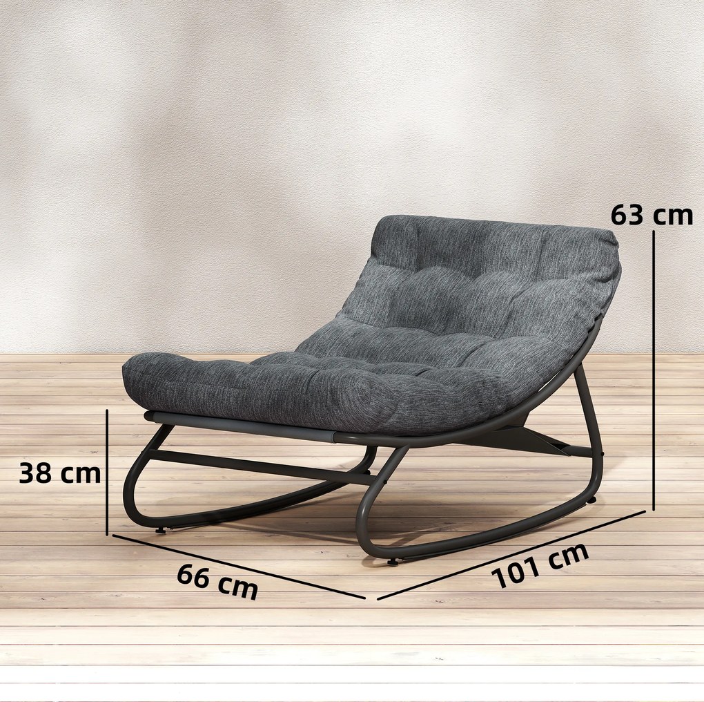 Outsunny Fotoliu balansoar cu șezut lat din plasă și pernă groasă 101 x 66 x 63 cm Gri | Aosom Romania