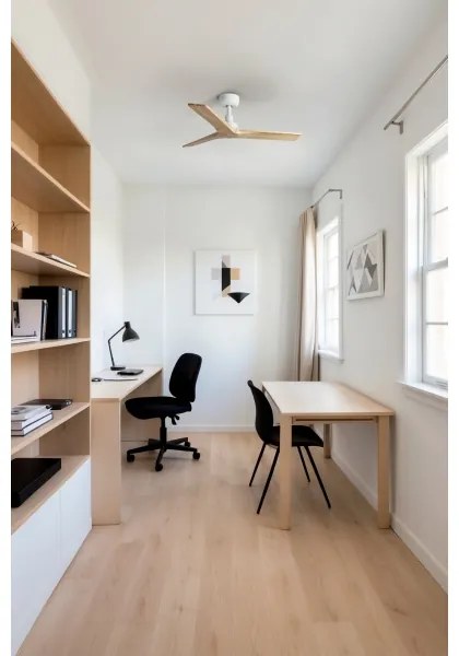 Ventilator de tavan FARO 34281 KLIM S maro/alb d. 92,5 cm + telecomandă