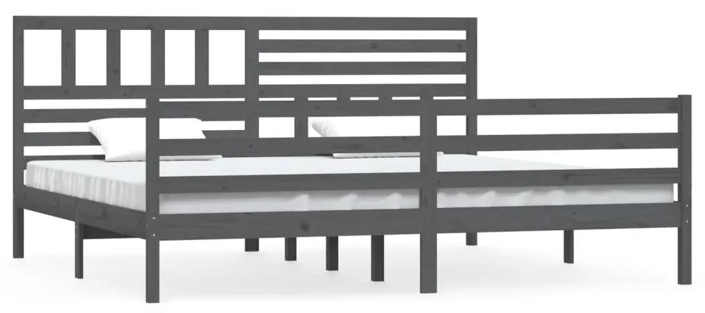 3101110 vidaXL Cadru de pat, gri , 200x200 cm, lemn masiv