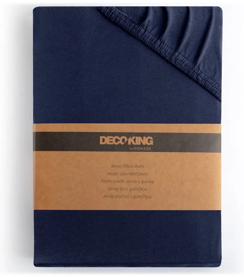 Cearceaf albastru închis din jerseu cu elastic 220x200 cm Amber – Restilo