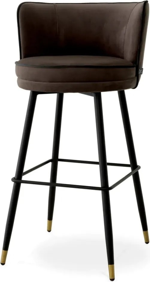 Scaun de bar pivotant design LUX Grenada, catifea Savona gri