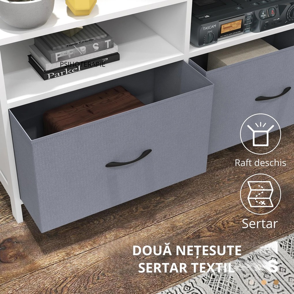 Suport Dulap TV pentru Televizoare de pana la 45”, cu Sertare Pliabile si Rafturi de Depozitare pentru Camera de Zi, Dormitor HOMCOM | Aosom Romania