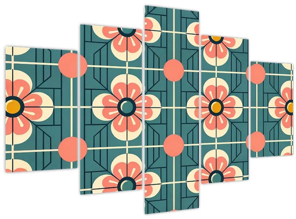 Tablou - Model retro cu flori (150x105 cm)