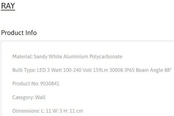 Mini Aplica LED pentru iluminat exterior IP65 RAY alba