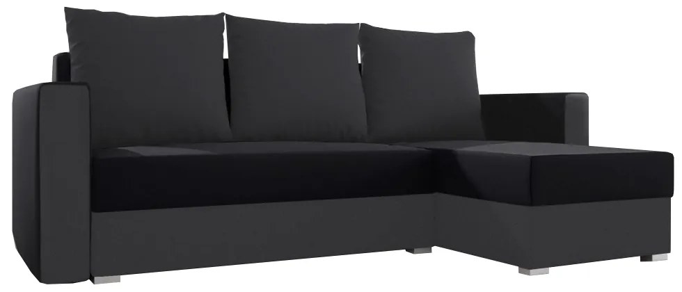 Coltar extensibil Marea gri-negru, 236x88/144x80/87 cm
