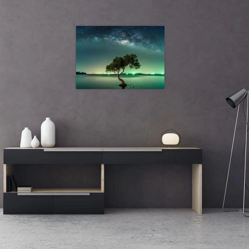 Tablou pe sticlă cu cerul nocturn (70x50 cm)