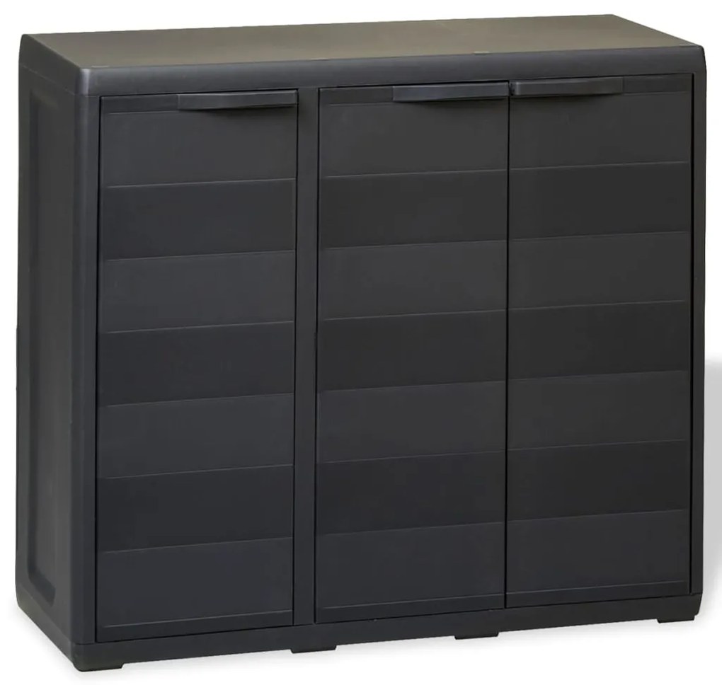 vidaXL Dulap de depozitare pentru grădină, cu 2 rafturi, negru