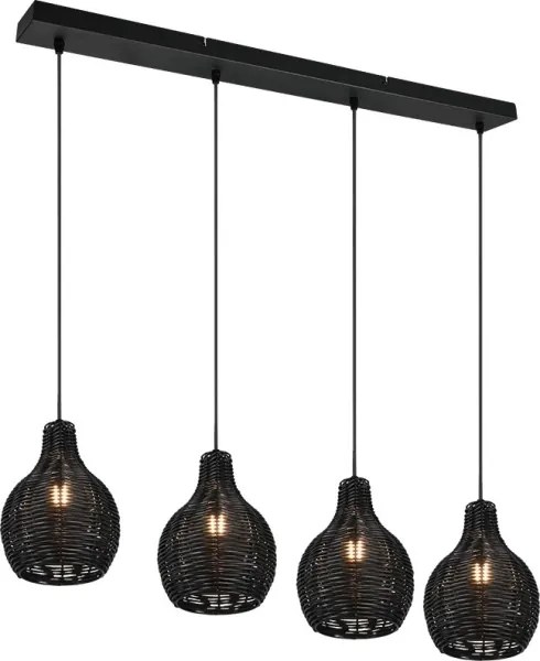 Reality - Lustră pe cablu SPROUT 4xE14/30W/230V negru/ratan