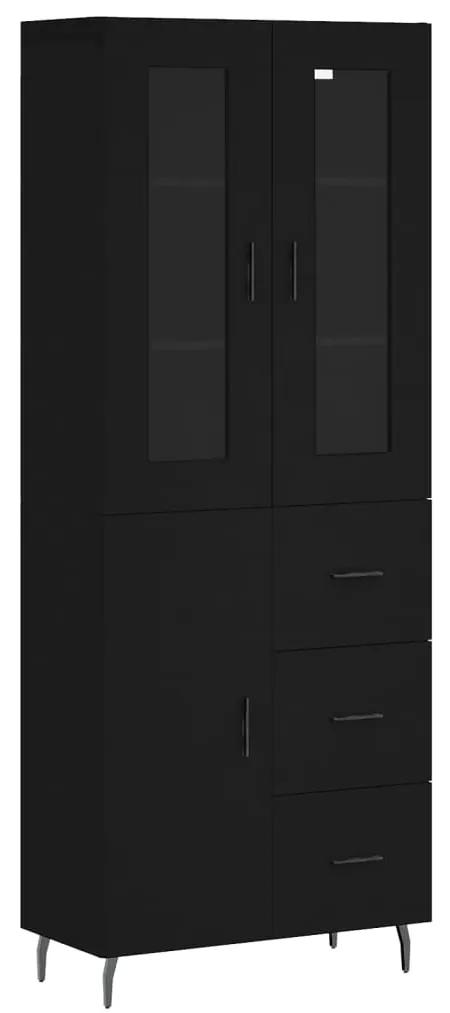 3198482 vidaXL Dulap înalt, negru, 69,5x34x180 cm, lemn compozit