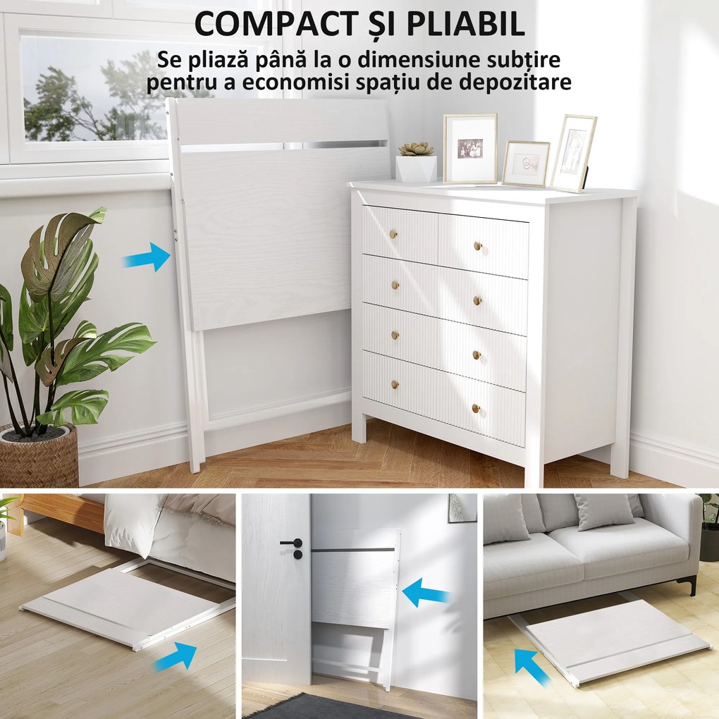HOMCOM Birou Pliabil cu Poliță pentru Monitor, 81.5x62x86.5 cm Alb | Aosom Romania