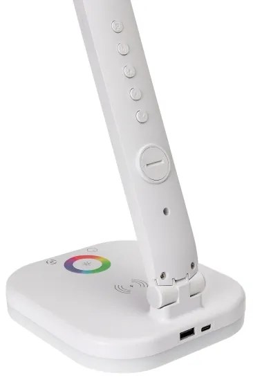 Lampă LED RGBW cu încărcare wireless, afișaj și port USB MAGNUS, LED/6W/5V, 3000–6500K, albă