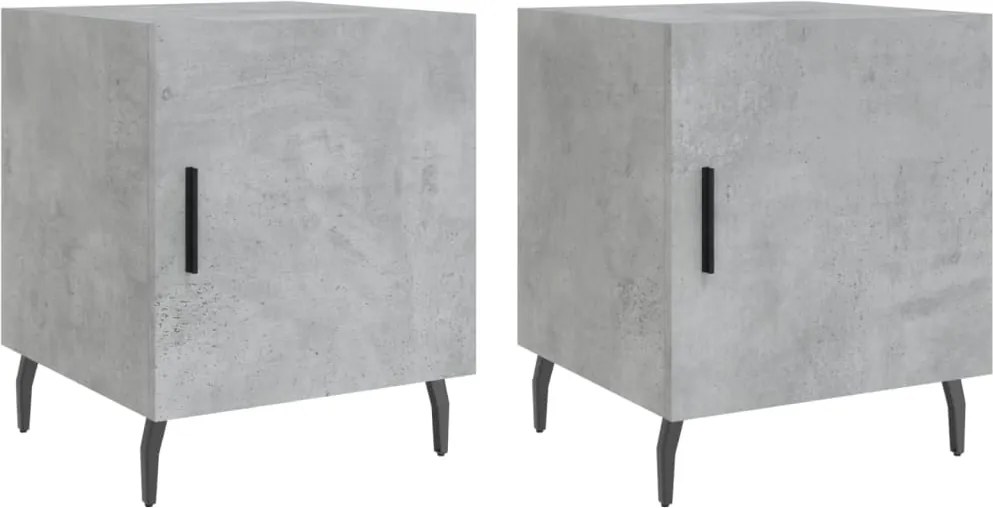 vidaXL Noptiere, 2 buc., gri beton, 40x40x50 cm, lemn compozit