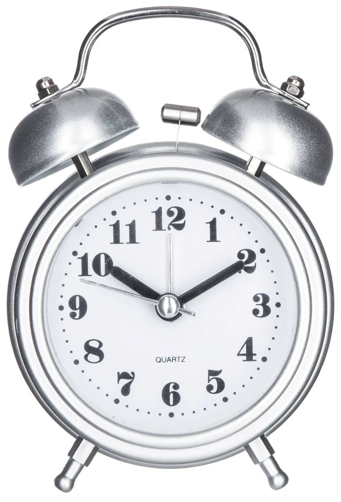 Ceas de masa cu alarma, Ø 8,5 cm, argintiu