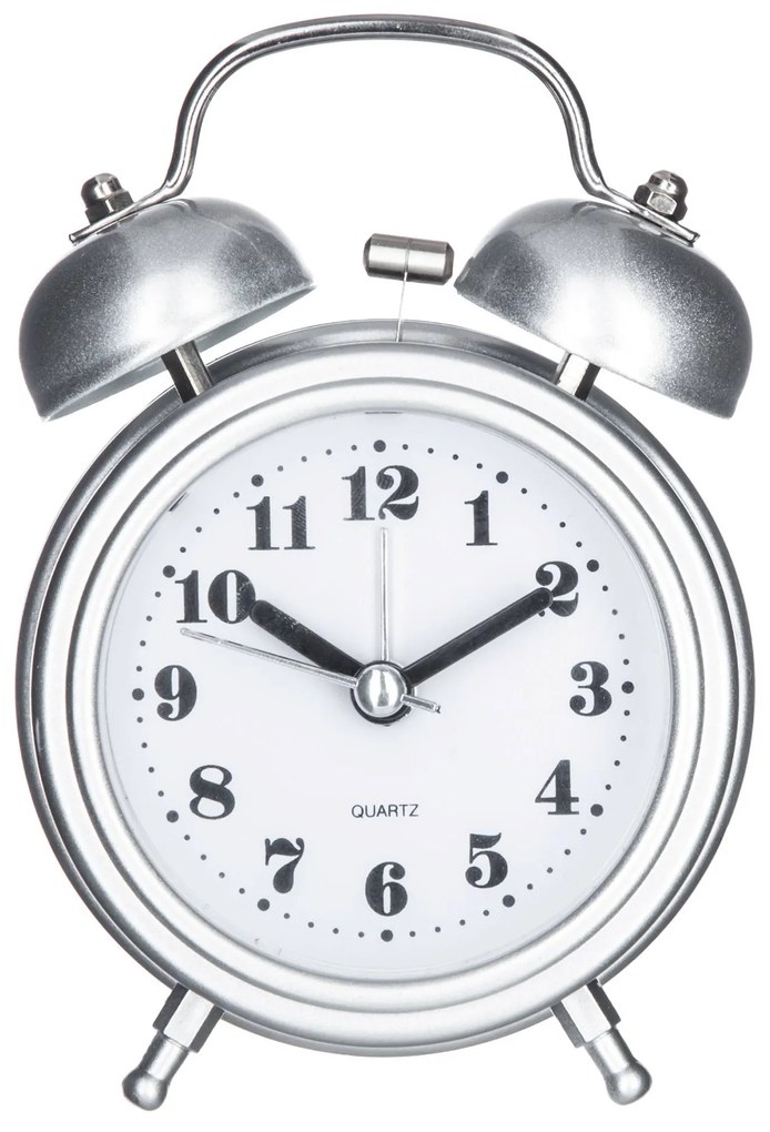 Ceas de masa cu alarma,  Ø 8,5 cm, argintiu