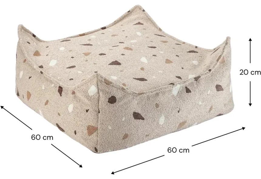 Fotoliu puf pentru copii maro deschis cu tapițerie din țesătură bouclé/cu tapițerie din chenille Terrazzo Square – Wigiwama
